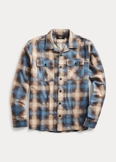 Ralph Lauren Plaid-Print Brushed Camp Skjorter Herre Danmark (TWYHC9246)